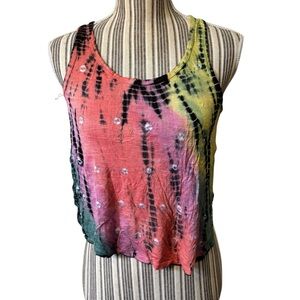 Ecote Crop Top Small Urban Outfitters Colorful Tie-Dye Tank Festival Statement